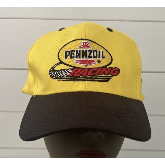Pennzoil Racing Yellow NASCAR Rock Point Strap Back Hat Cap Adjustable - Picture 1 of 7